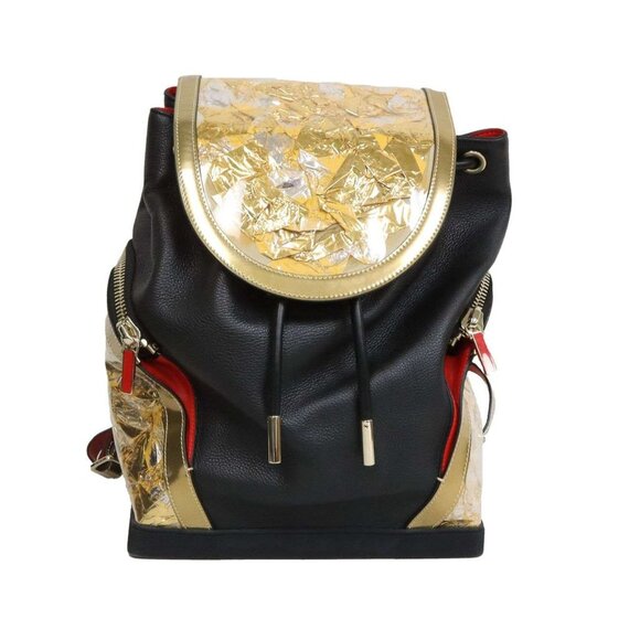 Christian Louboutin Explorafunk Backpack Calfskin PVC Gold Black Rubans - Picture 4 of 4